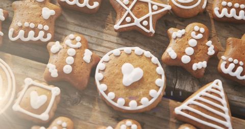 Assorted Decorated Gingerbread Cookies Festive Holiday - Download Free Stock Images Pikwizard.com