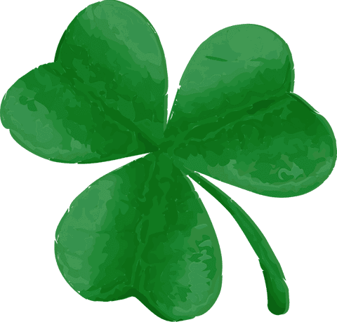 Watercolor four-leaf clover transparent nature design