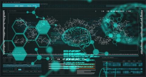Digital Brain and DNA Data Interface on Dark Background - Download Free Stock Images Pikwizard.com