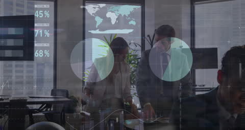 Business Professional Meeting with Digital Data Analytics