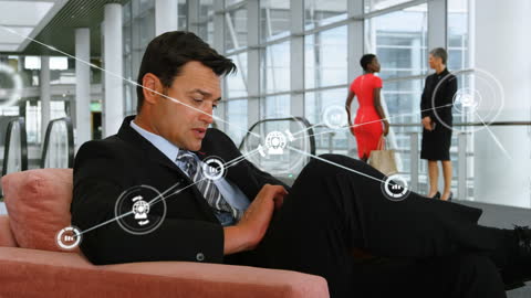 Businessman Innovating with Technology in Modern Office