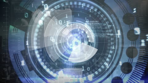 Futuristic Digital Interface with Binary Data Display