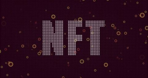 Futuristic NFT Concept with Metallic Spheres and Maroon Backdrop