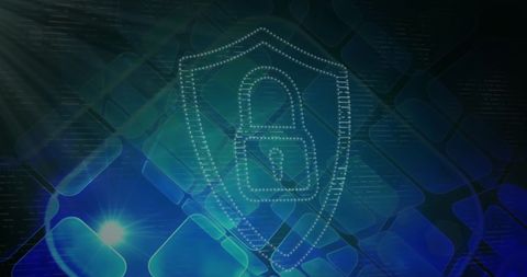 digital shield with padlock overlapping bright squares - Download Free Stock Images Pikwizard.com