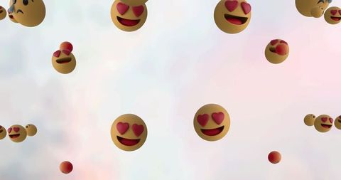 Smiling Heart-Eye Emojis in White Background Illustrating Joy