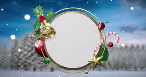 Festive holiday elements with blank circular center