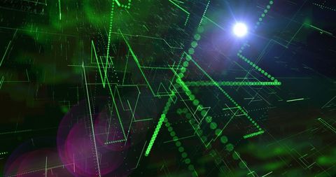 Abstract Digital Green Network Lights on Black Background - Download Free Stock Images Pikwizard.com