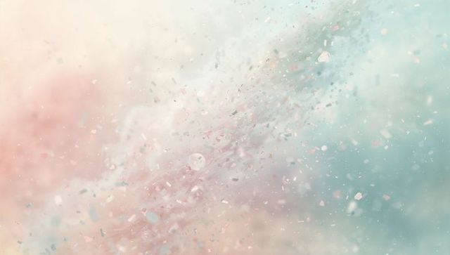Pastel Confetti Swirl Drifting Across Ethereal Gradient Background with Bokeh Dust, Painterly