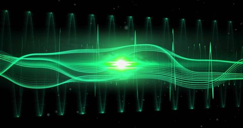 Futuristic Green Light Waves on Black Background - Download Free Stock Images Pikwizard.com