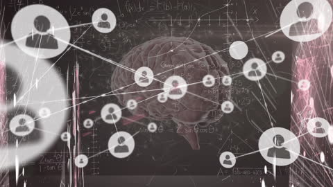 Connected Network with Icons and Brain Illustration