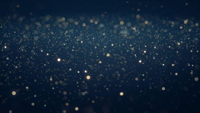 Golden bokeh particles floating deep navy teal gradient for elegant sparkling backdrop