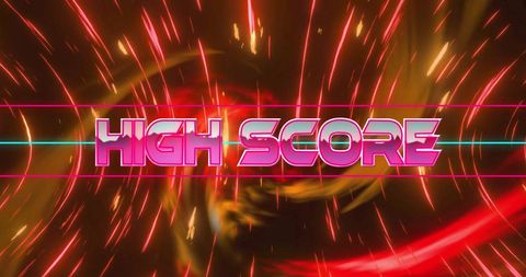 Bright High Score Text Over Energetic Neon Background Digital Graphic - Download Free Stock Images Pikwizard.com