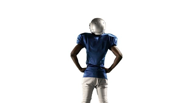 Rear View of American Football Player in Blue Uniform - Download Free Stock Images Pikwizard.com