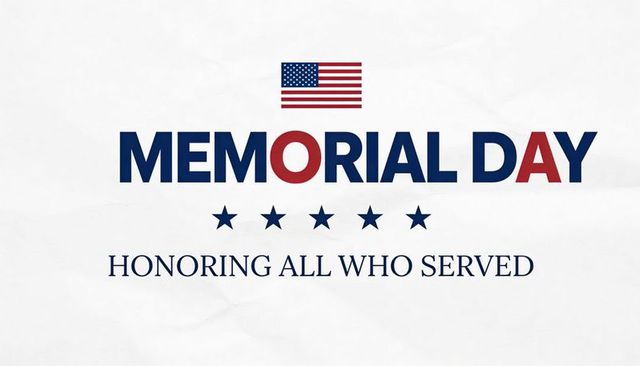 Memorial day tribute banner honoring veterans with american flag and five stars