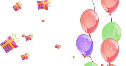 Festive Balloons and Gift Boxes Cheerful Celebration Background