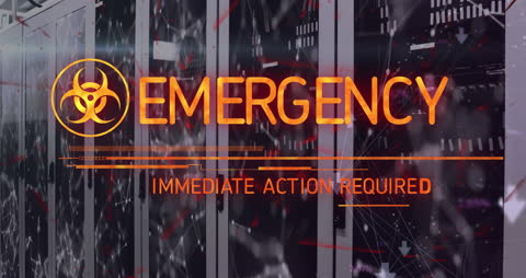 Biohazard Warning Overlaid on Computer Servers