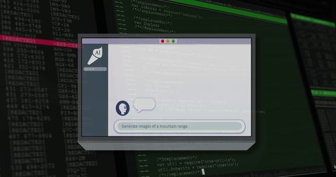ai chat generating image with data processing background - Download Free Stock Images Pikwizard.com