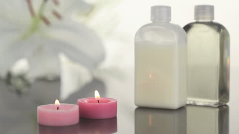 Spa Aromatherapy Relaxation with Candles and Lotion
