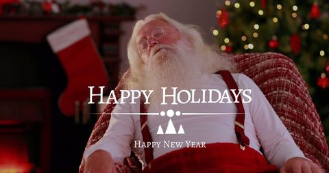 Santa Claus Sleeping Peacefully Near Christmas Tree