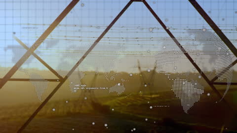 Digital Globe with Network Connections Over Agricultural Land