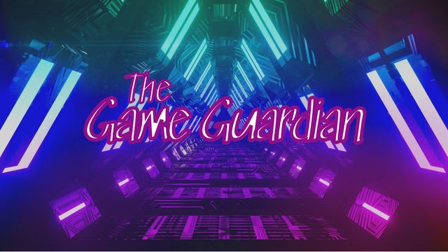 Neon-lit futuristic corridor exuding high-tech adventure suitable for promoting video games like The Game Guardian. Perfect for using in gaming events, digital marketing materials, and sci-fi-themed promotions.