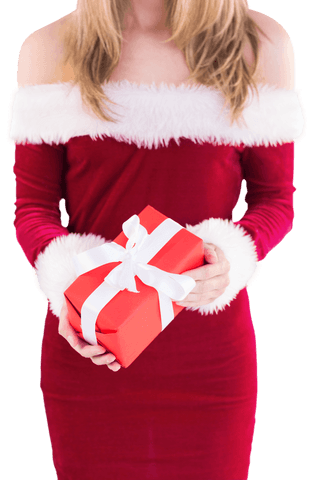 Transparent Santa Girl Holding Gift Toy Offering