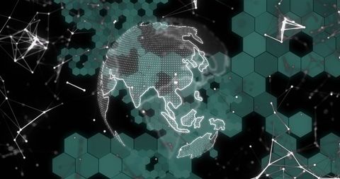 Digital Globe with Hexagonal Data Interface Visualization - Download Free Stock Images Pikwizard.com
