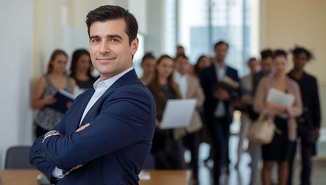 Confident Business Leader Guiding Team Towards Success