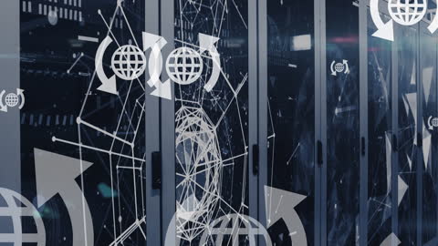 Global Technology Interconnected Server Room Visualization