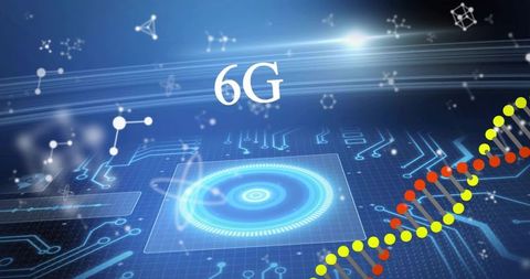 Futuristic 6G Holographic Interface with DNA Helix, Molecular Structures and Circuit Grid