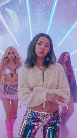 Neon Tunnel Dance Troupe Leading Futuristic Choreography with Pulsing Club Beat