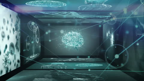 Digital Brain Illustration with Network Connections