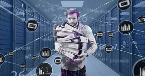 Data Analyst with Documents in Modern Server Room