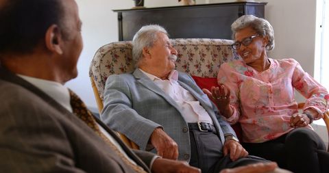 Elderly Friends Conversing at Nursing Home - Download Free Stock Images Pikwizard.com