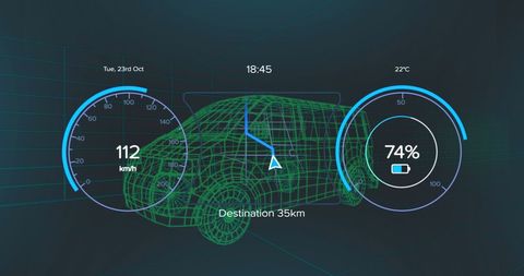 Digital Car Dashboard with Virtual Van Interface - Download Free Stock Images Pikwizard.com