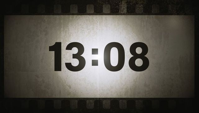 Retro numeric timer on cinematic projection screen