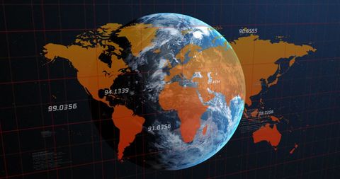 Global Data Visualization Over Rotating Earth in Space - Download Free Stock Images Pikwizard.com