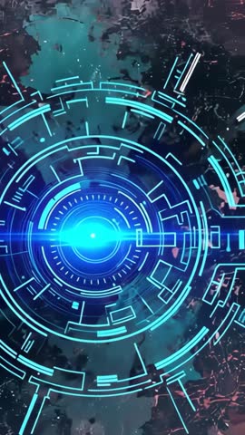 Coalescing Orb Emitting Lens Flare with Expanding Holo Rings and Drifting Debris Vertical Loop