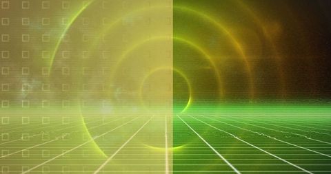 Abstract digital grid with concentric light rings