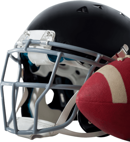 Transparent sports helmet with american football gear