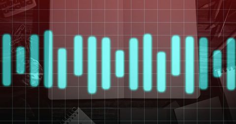 Digital sound wave overlaying open notebook