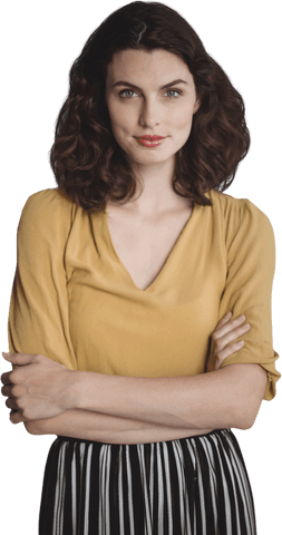 confident woman with brown curls in yellow top transparent background - Download Free Stock Videos Pikwizard.com