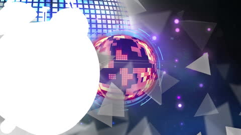 Futuristic Digital Globe with Geometric Effects in Virtual Space