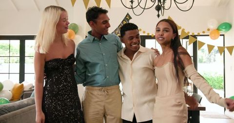 Joyful Friends Celebrating Birthday at Home Gathering