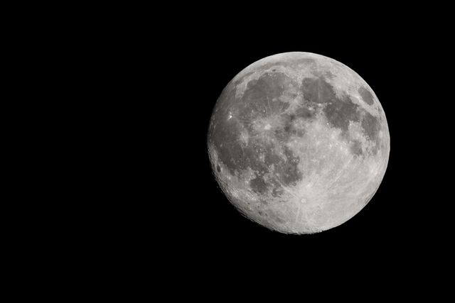 Full Moon in Black Sky, Close-up of Detailed Lunar Surface - Download Free Stock Photos Pikwizard.com