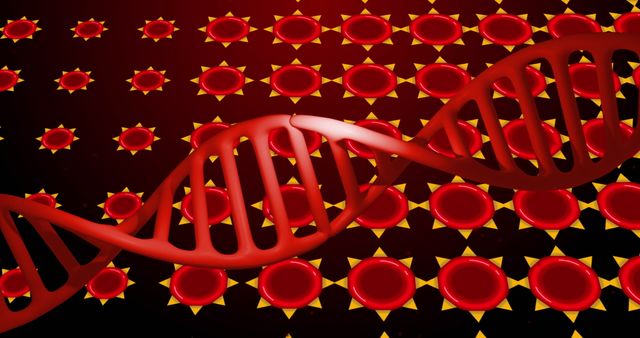 Abstract DNA Structure and Red Blood Cells on Red Background - Download Free Stock Images Pikwizard.com