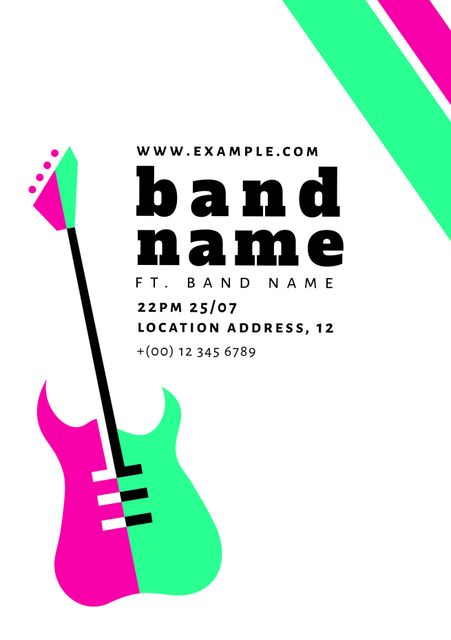 Colorful Music Event Poster with Electric Guitar Illustration - Download Free Stock Templates Pikwizard.com