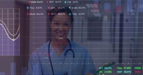 Nurse Analyzing Medical Data in Hospital Environment