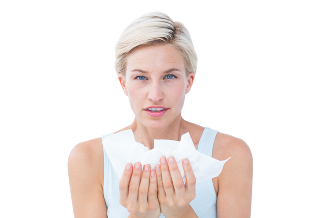 Transparent Background: Sick Woman Holding Tissues Looking at Camera - Download Free Stock Videos Pikwizard.com