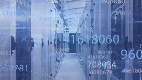 High-Tech Digital Data Processing in Modern Server Room